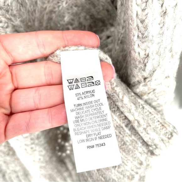 JOIE Gray Chunky Knit Pattern Open Front Longline Cardigan - Picture 6 of 6